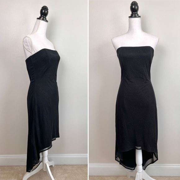 Jessica McClintock for Gunne Sax Black Sparkle High Low Strapless Formal… - Picture 1 of 8